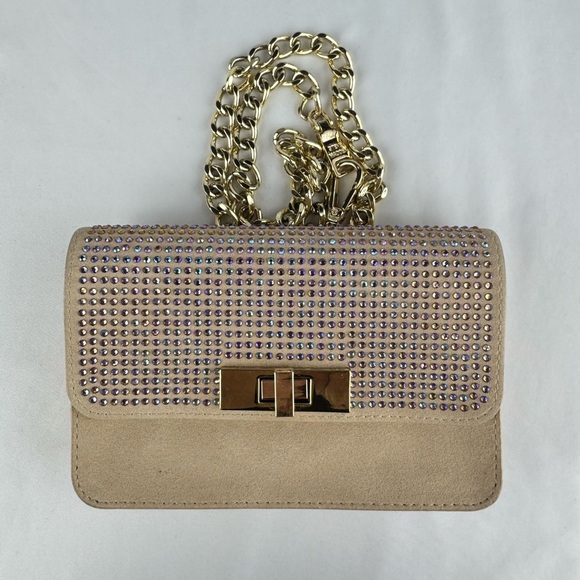 Steve Madden Handbags - Steve Madden Beige Evening Clutch with Rhinestones